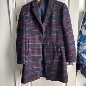 Tommy Hilfiger Red and Blue Plaid Coat